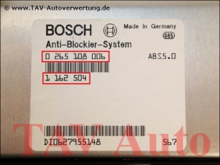 ABS ABS5.0 Steuergeraet Bosch 0265108006 1162504 BMW 5 E34
