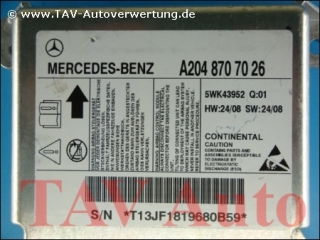 Airbag Steuergeraet Mercedes A 2048707026 Siemens 5WK43952