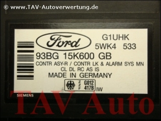 CONTR ASY-R / CONTR LK & ALARM SYS Ford 93BG15K600GB G1UHK Siemens 5WK4-533
