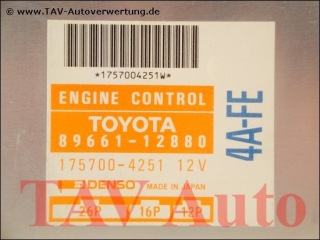 Motor-Steuergeraet Toyota 89661-12880 Denso 175700-4251 4A-FE