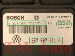Engine control unit Bosch 0-261-200-752-753 357-907-311-A VW Passat 1.8L ABS