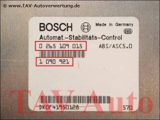 ABS/ASC-5.0 Control unit  Bosch 0-265-109-015 1-090-921 Automat-Stabilitaets-Control BMW E38 750i