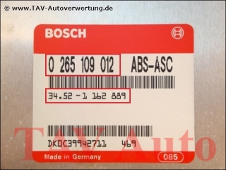 ABS-ASC Steuergeraet BMW 34.52-1162889 Bosch 0265109012