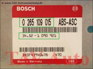 ABS-ASC Control unit  Bosch 0-265-109-015 34-52-1-090-921 BMW E38 750i