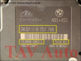 ABS+ASC Hydraulikblock BMW 34.51-6751767 34.51-6751768 Ate 10.0204-0254.4 10.0948-0802.3 5WK8467