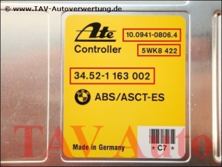 ABS/ASCT-ES Steuergeraet BMW 34.52-1163002 Ate 10.0941-0806.4 5WK8422
