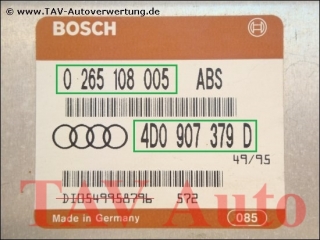 ABS Steuergeraet Audi A4 A6 4D0907379D Bosch 0265108005