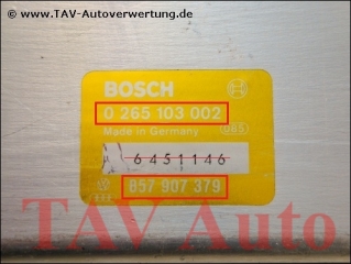 ABS Steuergeraet Audi 857907379 Bosch 0265103002