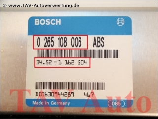ABS Steuergeraet BMW 34.52-1162504 Bosch 0265108006