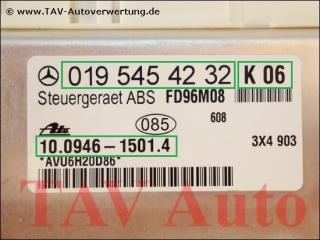ABS Control unit Mercedes A 019-545-42-32 K06 Ate 10094615014