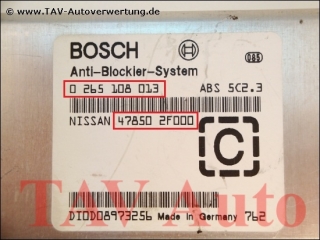 ABS Control unit Bosch 0-265-108-013 478502F000 [C] Nissan Primera