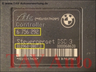 ABS/DSC-3 Hydraulikblock BMW 34.51-6757387 6756292 Ate 10.0206-0046.4 10.0960-0807.3