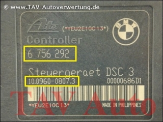 ABS/DSC-3 Hydraulikblock BMW 34.51-6750364 6756292 Ate 10.0206-0002.4 10.0960-0807.3