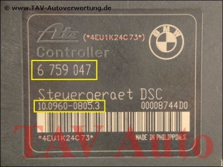 ABS/DSC Hydraulikblock BMW 34.51-6759045 6759047 Ate 10.0206-0026.4 10.0960-0805.3