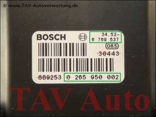 ABS/DSC Hydraulic unit BMW 34511166007 34526769537 Bosch 0-265-225-001 0-265-950-002