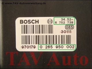 ABS/DSC control unit Bosch 0-265-950-002 34-52-2-285-051 BMW 5 E39 7 E38