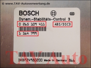 ABS/DSC3 Control unit Bosch 0-265-109-411 BMW 1-164-799
