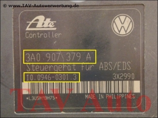 ABS/EDS Hydraulikblock VW 3A0907379A Ate 10.0946-0301.3 10.0204-0018.4