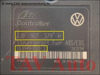 ABS/EDS Hydraulik-Aggregat VW 7M0614111AB 1J0907379H Ford 98VW2L580BD Ate 10.0204-0193.4 10.0949-0311.3