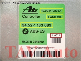 ABS-ES Control unit BMW 34-52-1-163-089 *A7* Ate 10094402034 5WK8-405