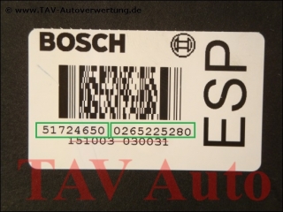 ABS/ESP Hydraulic unit 51724650 Bosch 0-265-225-280 0-265-950-127 Alfa Romeo 156