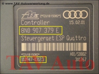 ABS/ESP Hydraulik-Aggregat Audi 8N0614517A 8N0907379E Ate 10.0204-0228.4 10.0947-0312.3