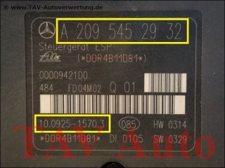 ABS/ESP Hydraulic unit Mercedes A 005-431-07-12 Q01 A 209-545-29-32 Ate 10020404164 10092515703
