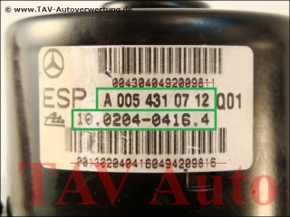 ABS/ESP Hydraulic unit Mercedes A 005-431-07-12 Q01 A 209-545-29-32 Ate 10020404164 10092515703