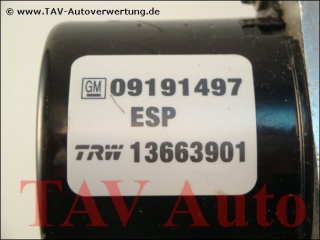 ABS/ESP Hydraulic unit Opel GM 09-191-497 TRW 13663901 13509201 54084696F