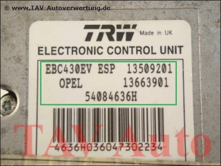 ABS/ESP Hydraulic unit Opel GM 09-191-497 TRW 13663901 13509201 54084696H