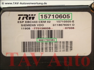 ABS/ESP Hydraulic unit TRW 15710605 15710505E Simens VDO S118676001O 9661702380 Peugeot 407