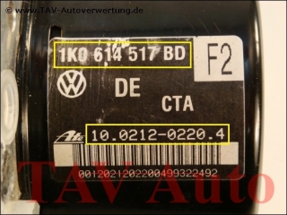 ABS/ESP Hydraulikblock VW 1K0614517BD 1K0907379AD Ate 10.0212-0220.4 10.0961-0307.3 10.0619-3065.1