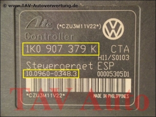ABS/ESP Hydraulikblock VW 1K0614517H 1K0907379K Ate 10.0206-0106.4 10.0960-0348.3