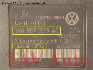 ABS/ESP Hydraulikblock VW 1K0614518 1K0907379AC Ate 10.0399-3338.4 10.0960-0359.3
