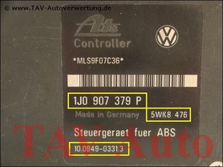ABS Hydraulikblock VW 1J0614117D 1J0907379P Ate 10.0204-0207.4 10.0949-0331.3 5WK8476
