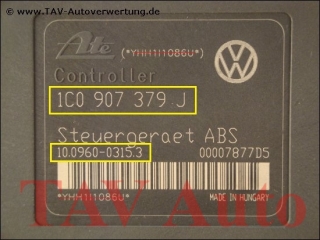 ABS Hydraulikblock VW 1J0614117F 1C0907379J Ate 10.0206-0037.4 10.0960-0315.3