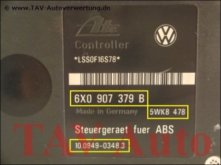 ABS Hydraulikblock VW 6X0614117 6X0907379B Ate 10.0204-0190.4 10.0949-0348.3 5WK8478