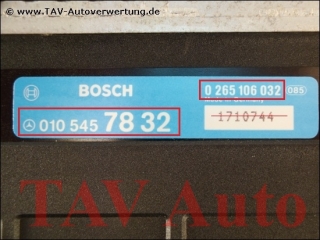 ABS/ASR Steuergeraet Mercedes A 0105457832 Bosch 0265106032
