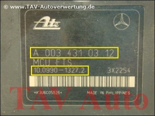 ASR/ETS Hydraulikblock Mercedes A 0034310312 Ate 10.0204-0014.4 10.0990-1327.2