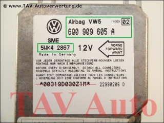 Airbag VW5 Steuergeraet VW 6Q0909605A Siemens 5WK42867 Index 02