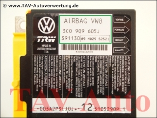 Airbag VW8 Steuergeraet VW 3C0909605J TRW 391130 09 H029 S2521