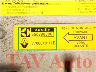 Air Bag control unit 7700-840-111-B Autoliv 550-28-88-00 Renault Laguna