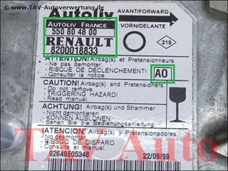 Air Bag control unit 8200-018-833 Autoliv 550-80-48-00 AO Renault Twingo