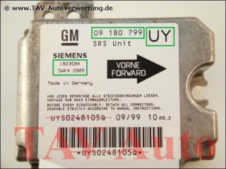 Airbag Steuergeraet GM 09180799 UY 1923594 Siemens 5WK42905 Opel Astra-G 9192130