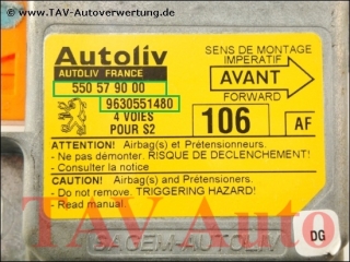 Airbag Steuergeraet Peugeot 9630551480 Autoliv 550579000 4 VOIES POUR S2 AF