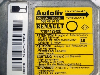 Airbag Steuergeraet 7700412342D Autoliv 550466400 AK Renault Twingo
