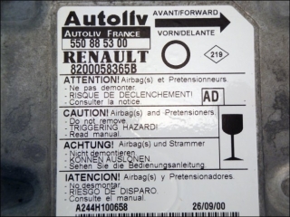 Air Bag control unit 8200-058-365-B Autoliv 550-88-53-00 AD Renault Twingo