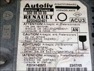 Air Bag control unit 8200-402-401 Autoliv 550-88-53-00 AN Renault Twingo