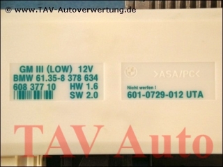 Grundmodul GM III (low) BMW 61.35-8378634 60837710 HW:1.6 SW:2.0 601-0729-012 UTA