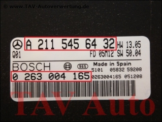 PTS Control unit parktronic system Mercedes A 211-545-64-32 Bosch 0-263-004-165